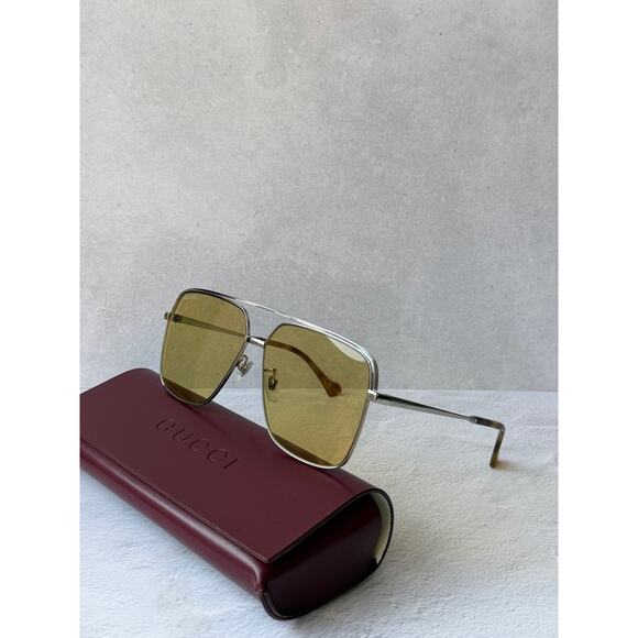 NEW Gucci GG1099SA Silver Yellow Lens Navigator Sunglasses main image 10